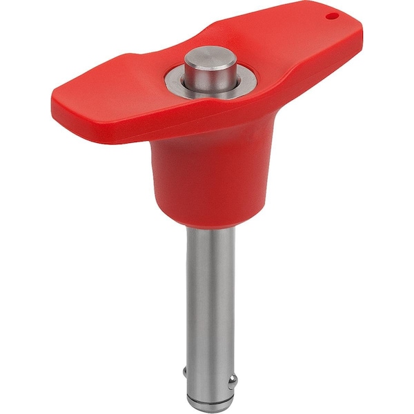 Ball Lock Pin W T-Grip, D1=10, L=20, L1=8, 9, L5=28, 9, Stainless Steel 1.4542, High Shear Strength,
